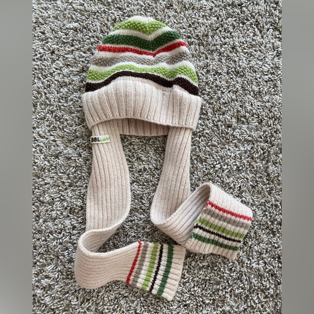 Hat with attached scarf